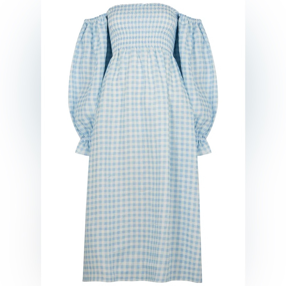 Blue gingham Sleeper Atlanta Linen Dress Size small